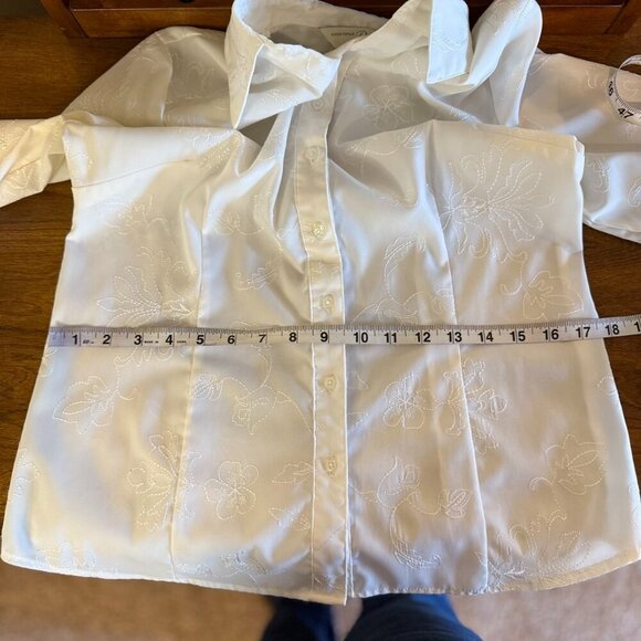 Penmans off white blouse 3/4 sleeves embroidered embellishment button up Size S - Picture 10 of 12